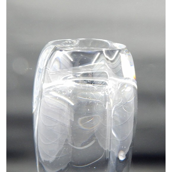 Orrefors Signed Lead Crystal Lobed Glass 8-1/2 Flower Vase #3970, Sweden - Picture 5 of 9